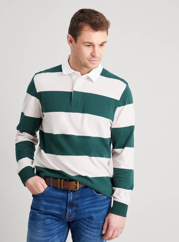 Buy Green & Cream Stripe Rugby Shirt - XS | Sweatshirts and hoodies | Argos