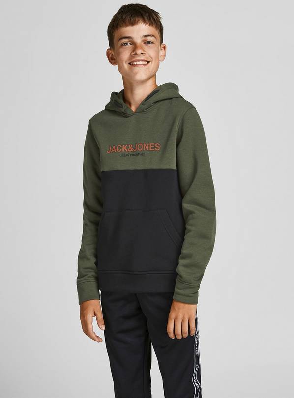 JACK & JONES Junior Khaki Colour Block Hoodie - 8 years