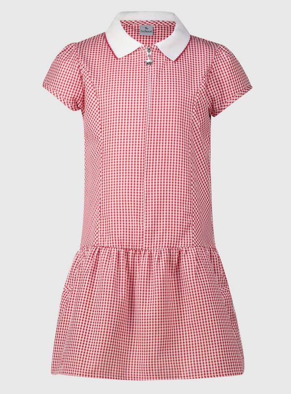 Red Sporty Gingham School Dress - 8 years