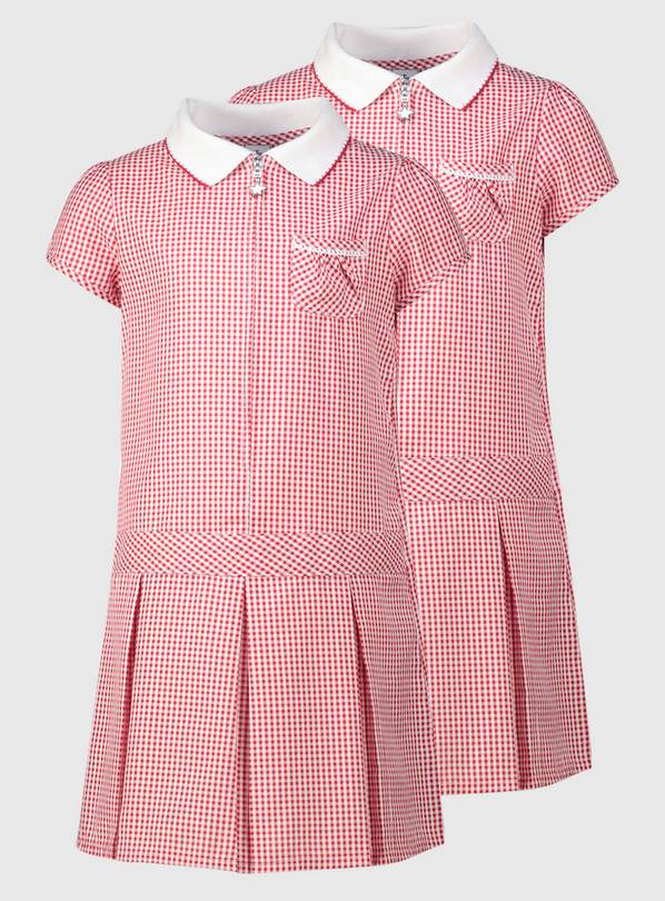 Red and white cheap check school dress