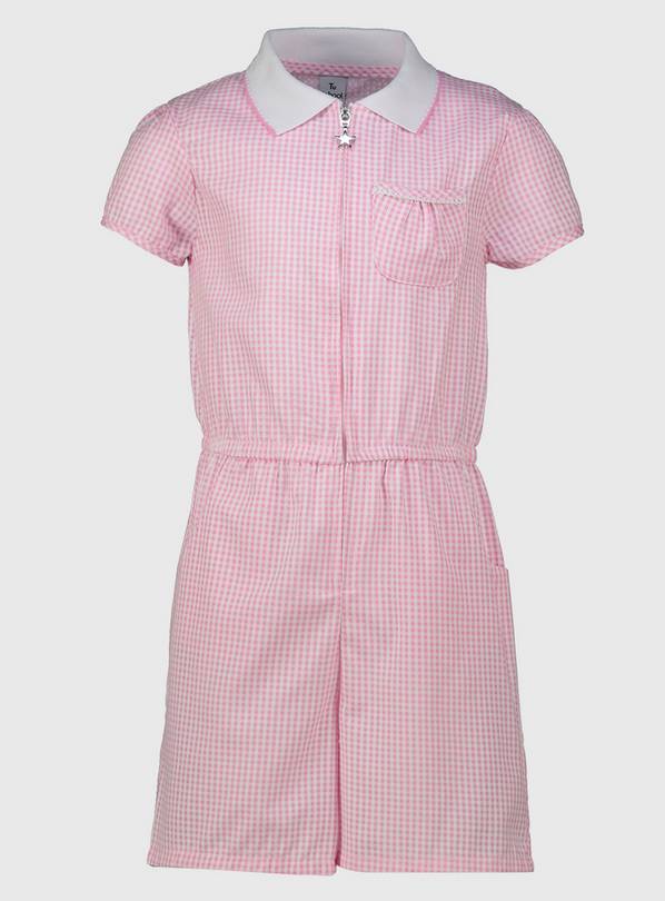 Buy Pink Gingham School Playsuit - 9 years | School dresses and ...