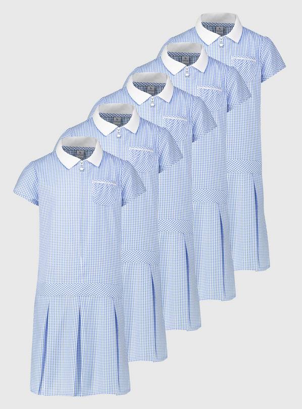 Blue Sporty Gingham Dress 5 Pack - 7 years