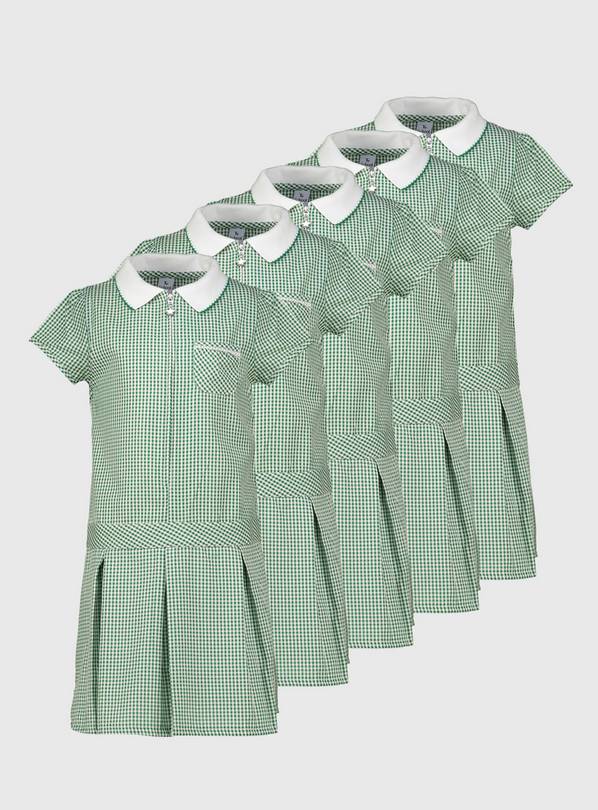 Green Sporty Gingham Dress 5 Pack - 8 years