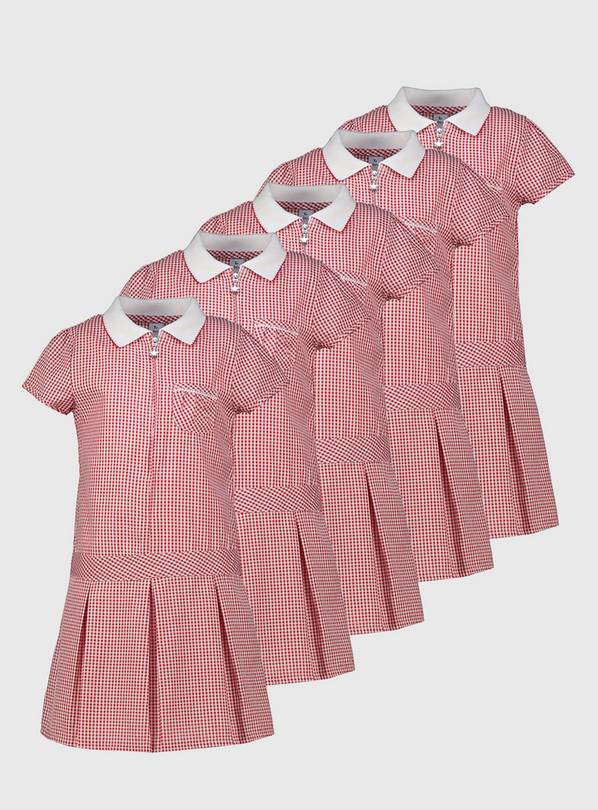Red Sporty Gingham Dress 5 Pack - 3 years