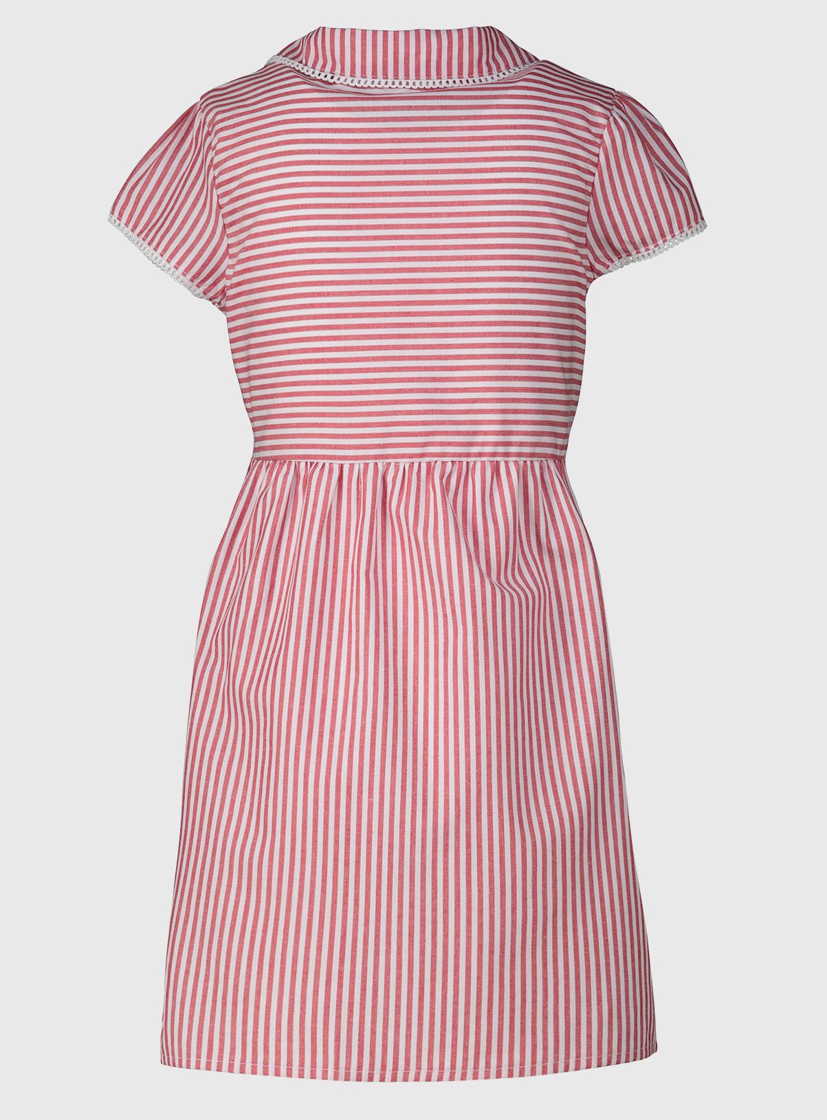 pink and red striped dress