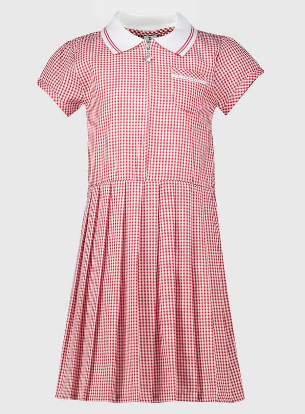 Red Gingham Sporty Pleated Dress - 3 years