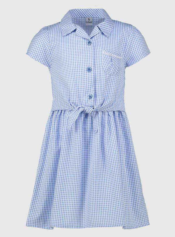 Buy Blue Gingham Tie Front School Dress - 7 years | School dresses and ...