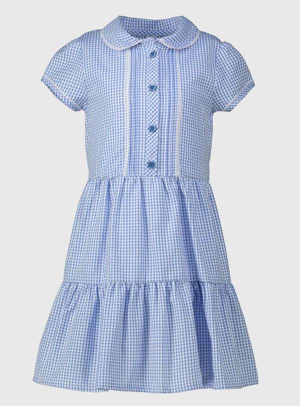 Blue Gingham Tiered Dress - 7 years