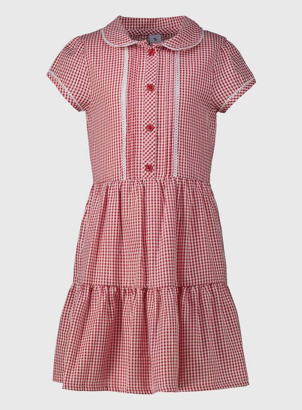 Red Gingham Tiered Dress - 6 years