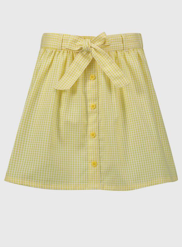 Yellow Gingham Easy Iron School Skirt - 10 years