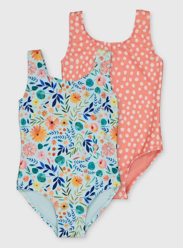 Floral & Polka Dot Swimsuits 2 Pack - 3 years