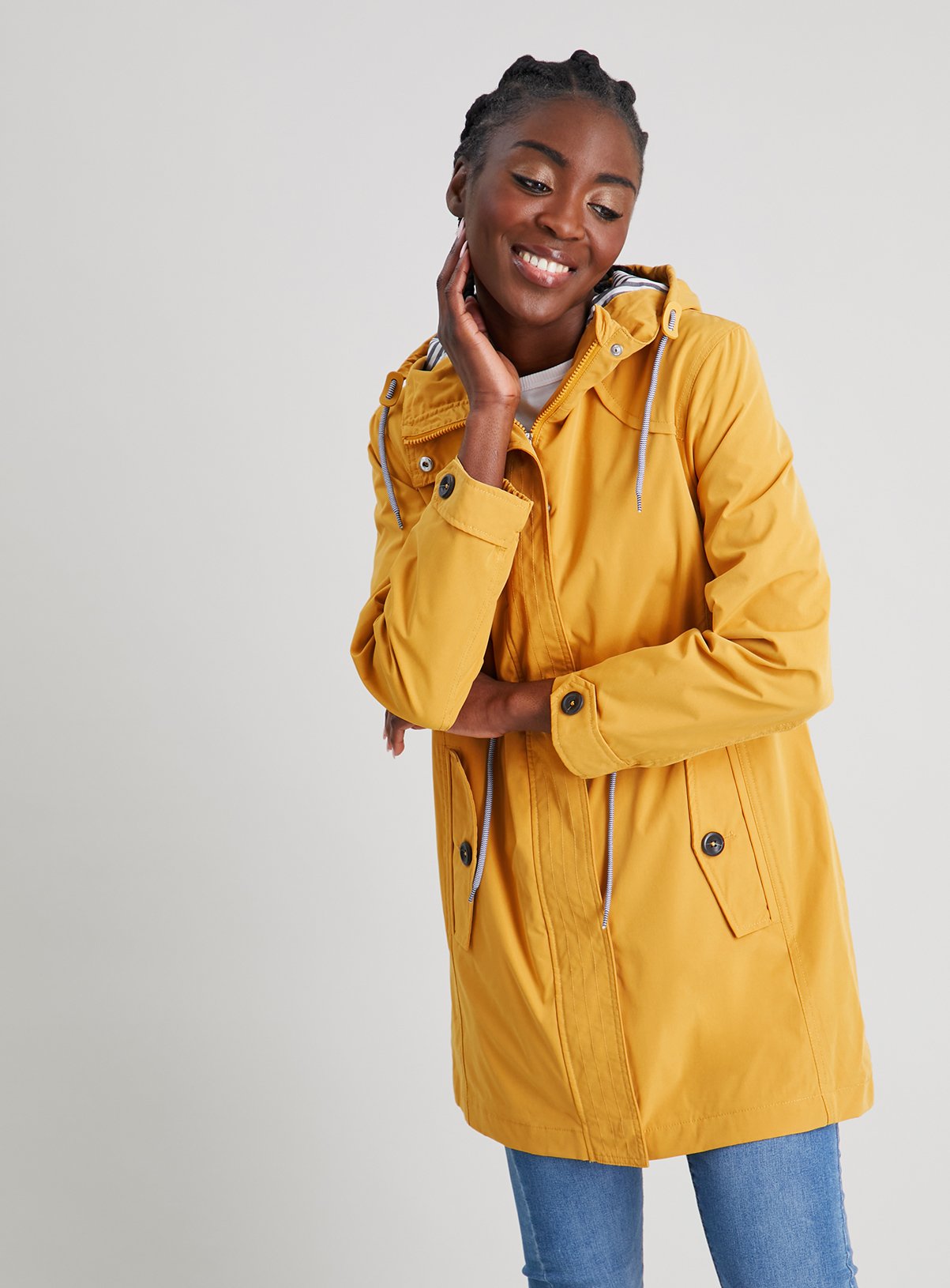 yellow long rain coat