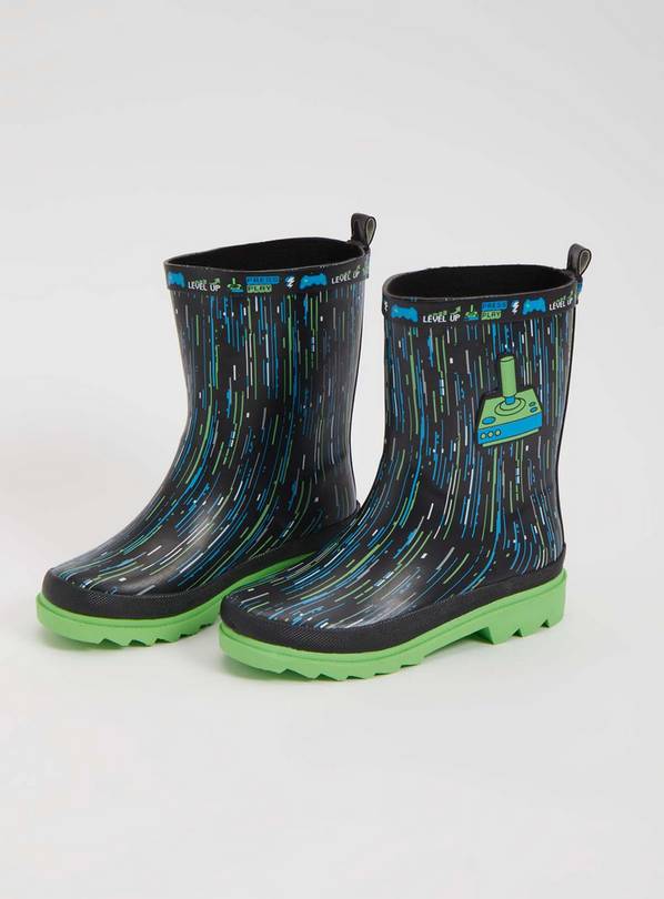 Buy Black Retro Gaming Wellies - 2 | Boots and wellies | Argos