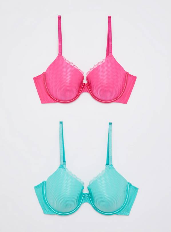 Buy Pink & Green Full Cup TShirt Bra 2 Pack 34E Bras Argos