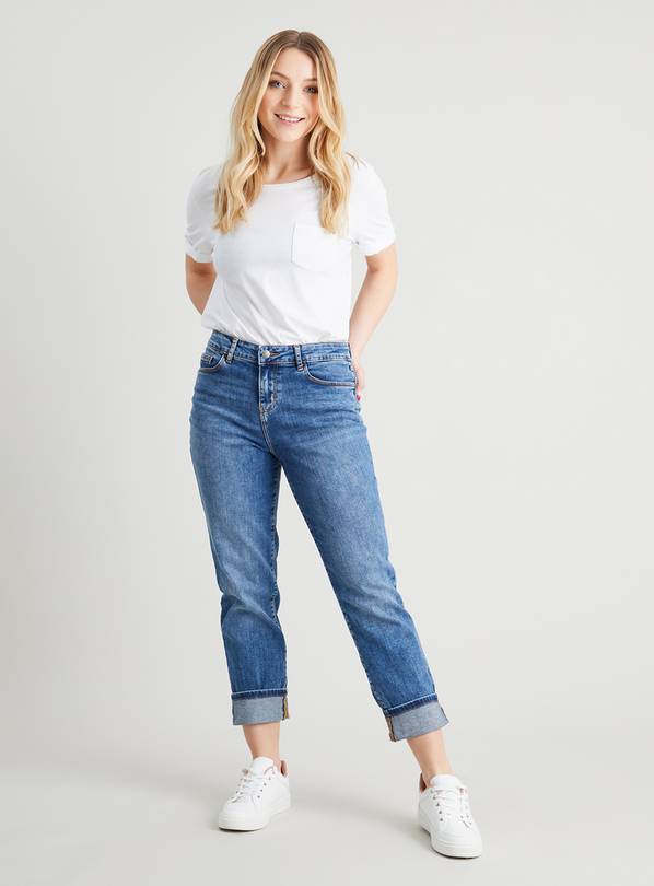Buy PETITE Mid Denim Girlfriend Jeans - 8 | Jeans | Argos