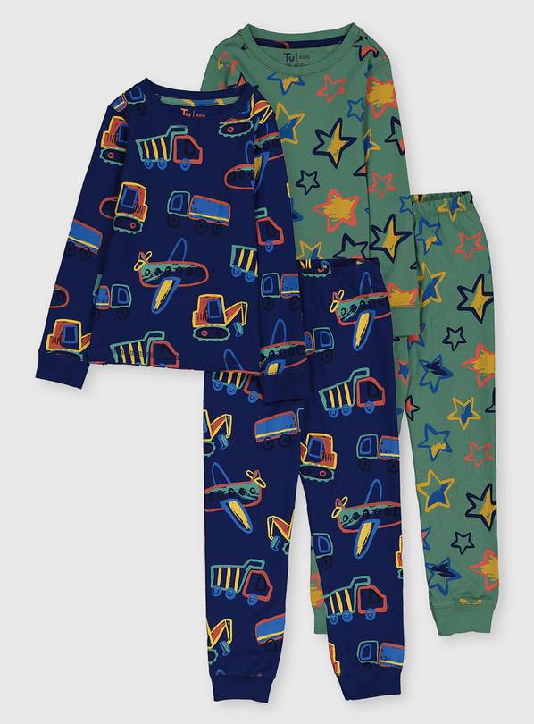Buy Transport & Star Snuggle Fit Pyjamas 2 Pack 78 years Pyjamas