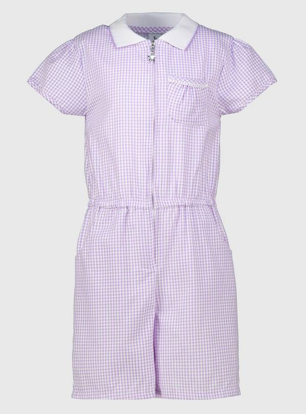 Lilac Gingham School Playsuit - 7 years