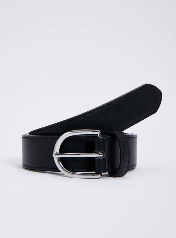 Black Faux Leather Belt L