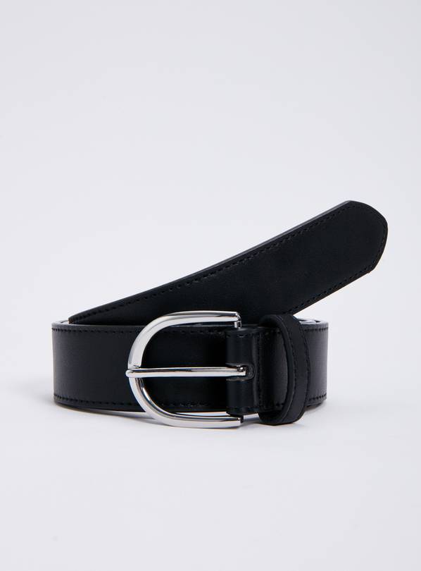 Black Faux Leather Belt XL