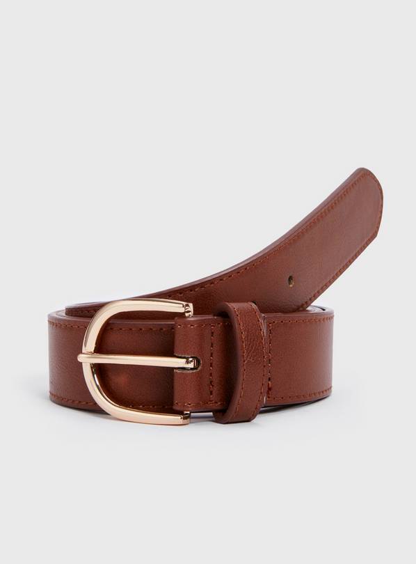 Tan Faux Leather Belt - M