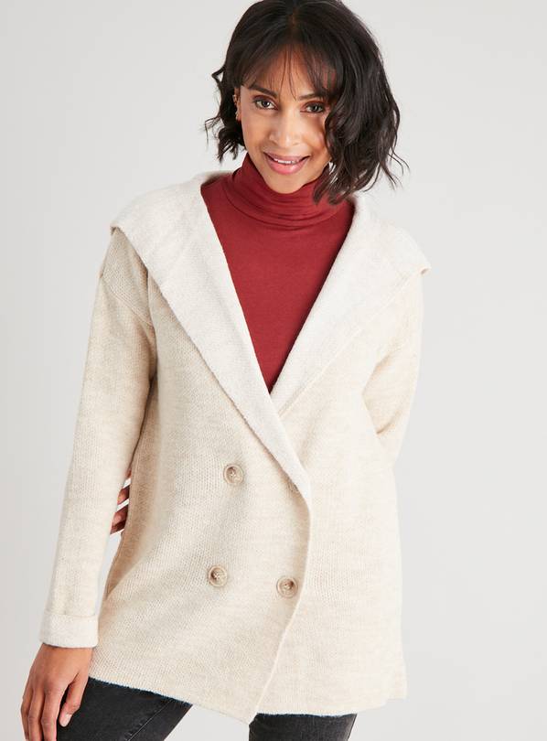 Buy Oatmeal Double Breasted Hooded Cardigan - L | Cardigans | Tu