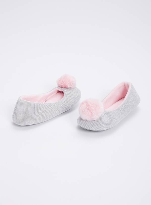 Buy Grey & Pink Ballerina Pump Slippers 8 Slippers Argos