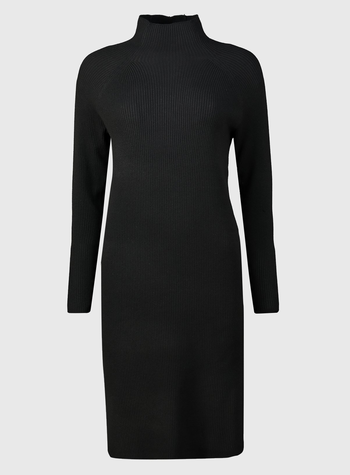 SKU: MEADOWS LS HIGH NECK RIB DRESS:Black:S - Image 3 thumbnail