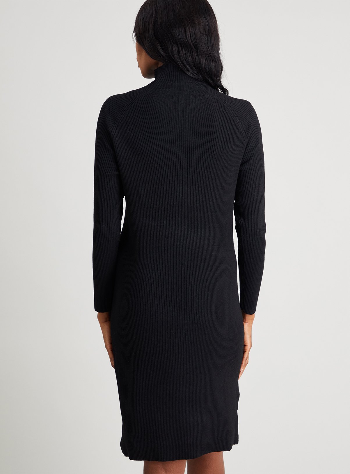 SKU: MEADOWS LS HIGH NECK RIB DRESS:Black:S - Image 4 thumbnail