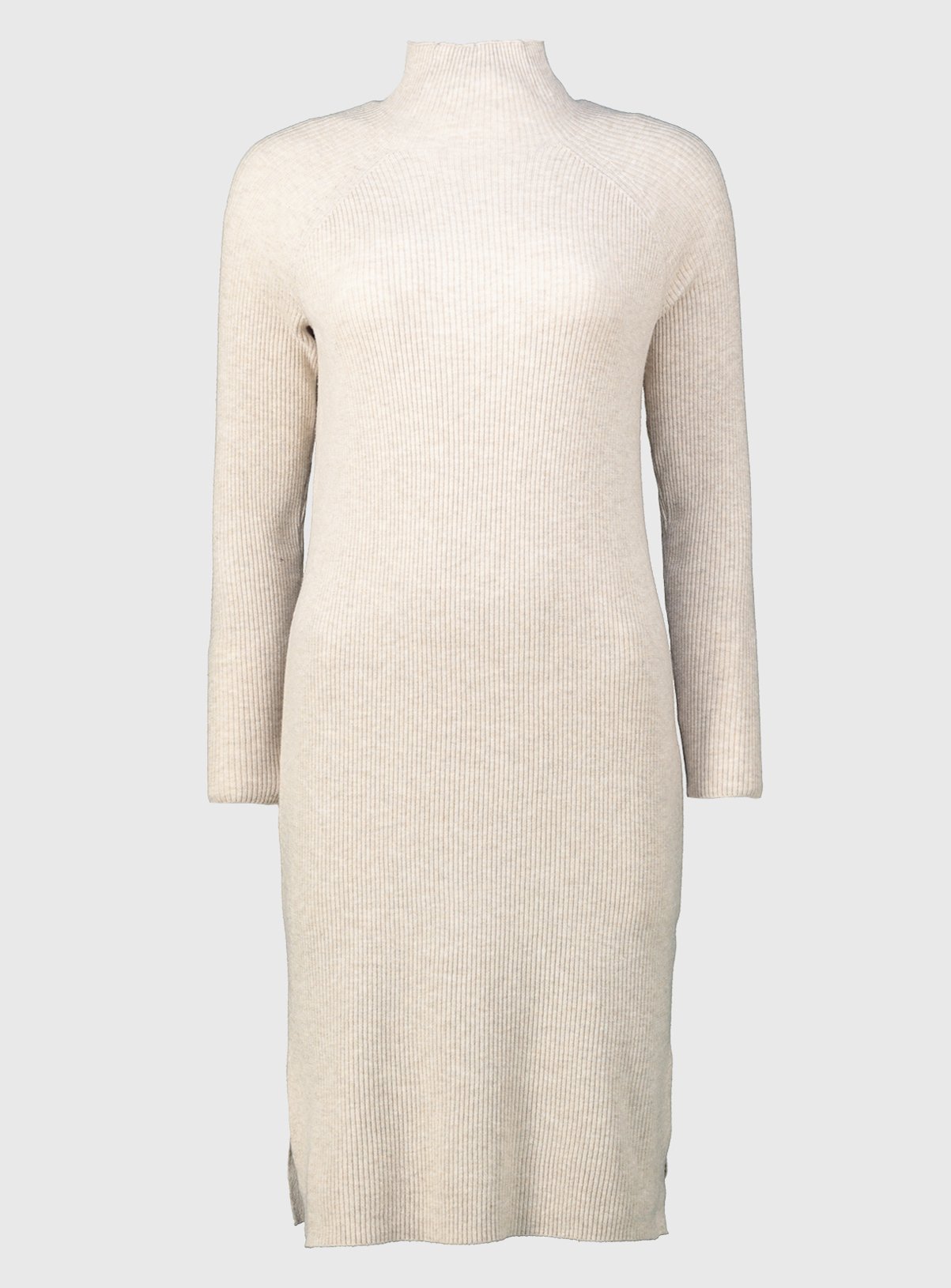 SKU: MEADOWS LS HIGH NECK RIB DRESS:Oatmeal:M - Image 3 thumbnail