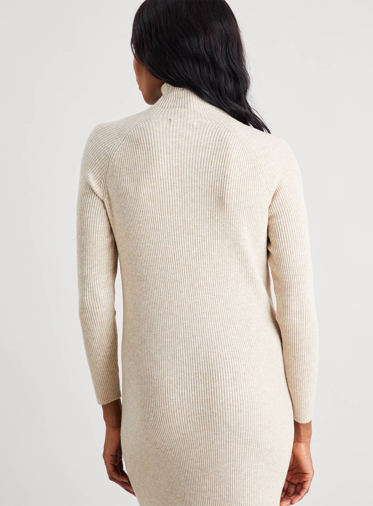 SKU: MEADOWS LS HIGH NECK RIB DRESS:Oatmeal:M - Image 4