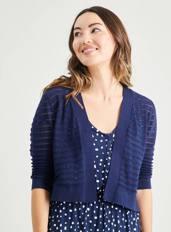 Buy Navy Sheer Stripe Crop Cardigan 12 Cardigans Argos