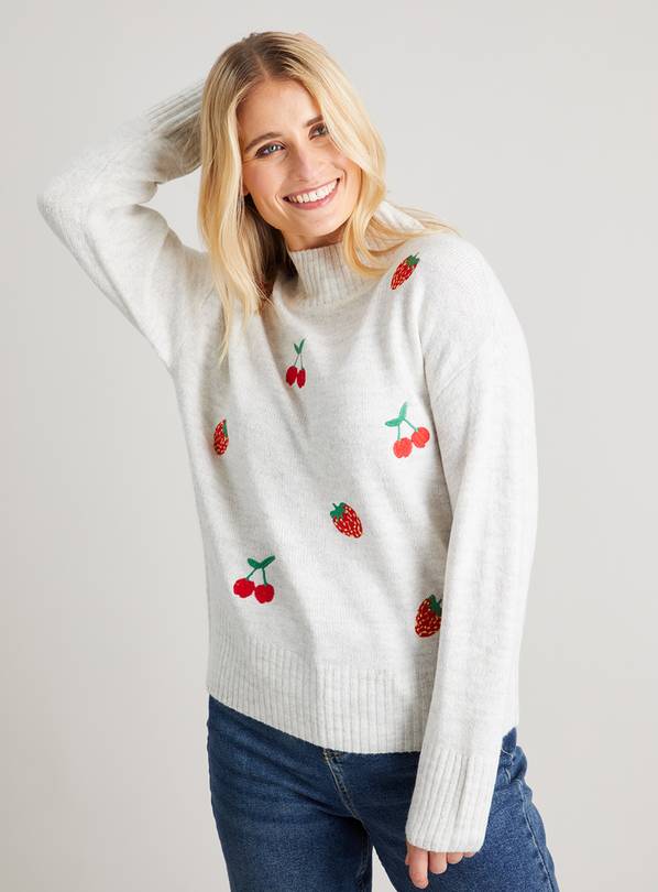 Buy Fruity Embroidered High Neck Jumper - M | Jumpers | Argos