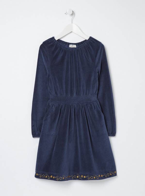 Buy FATFACE Navy Star Trimmed Velour Dress 5 6 Years Dresses jumpsuits and outfits Tu