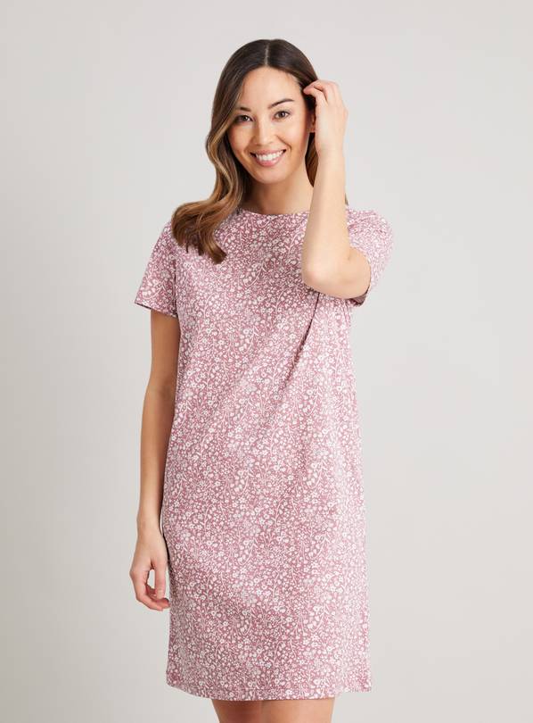 Pink Floral Cotton Nightdress - 22