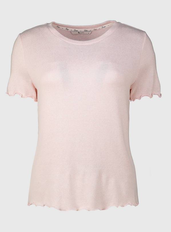 Pink Coord Soft Knit Lettuce Hem Pyjama Top - 6