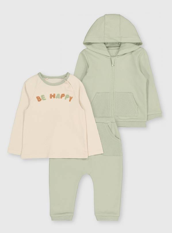 Sage Green Be Happy 3 Piece Set - Up to 3 mths