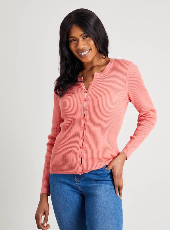 Buy Pink Ribbed Button-Through Cardigan - 8 | Cardigans | Tu