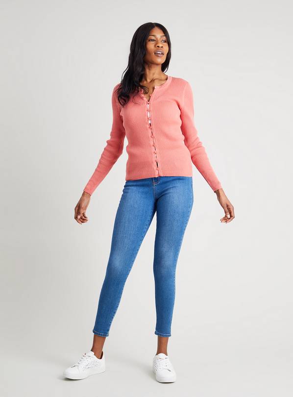 Buy Pink Ribbed Button-Through Cardigan - 8 | Cardigans | Tu