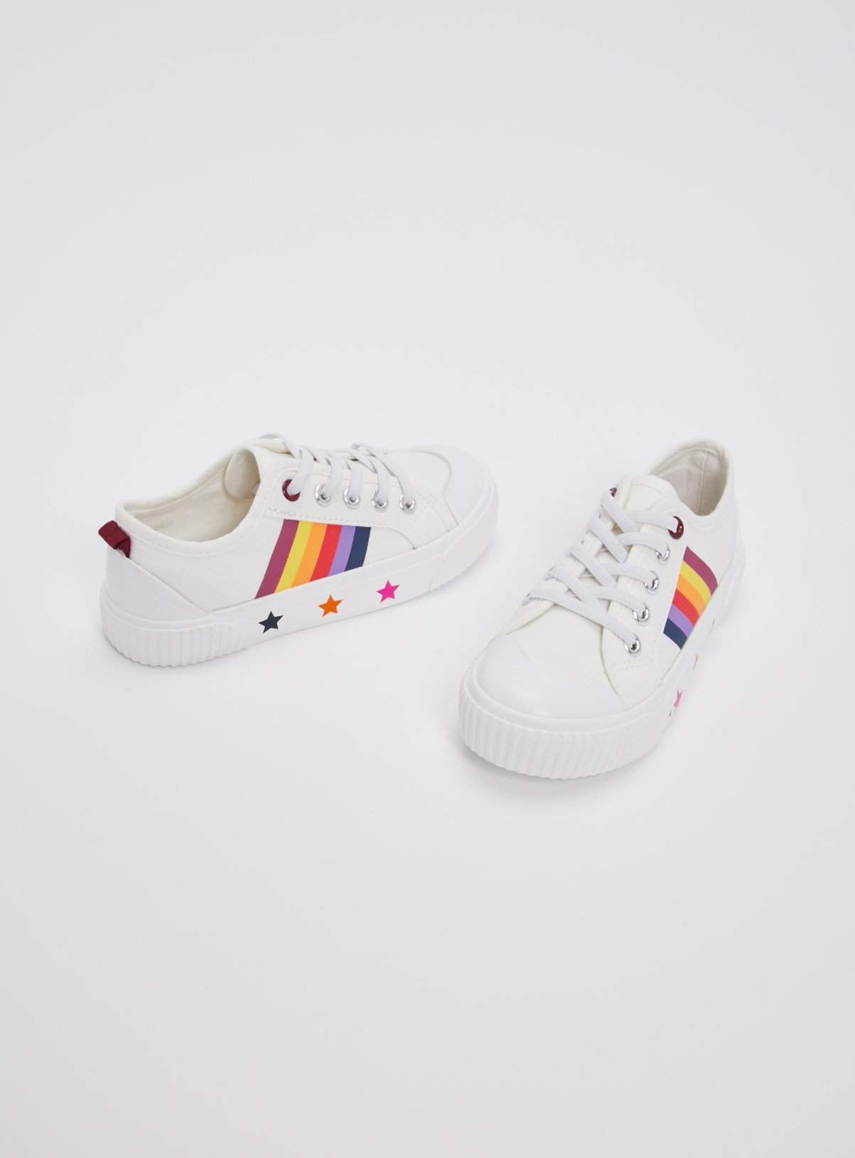 white trainers with rainbow