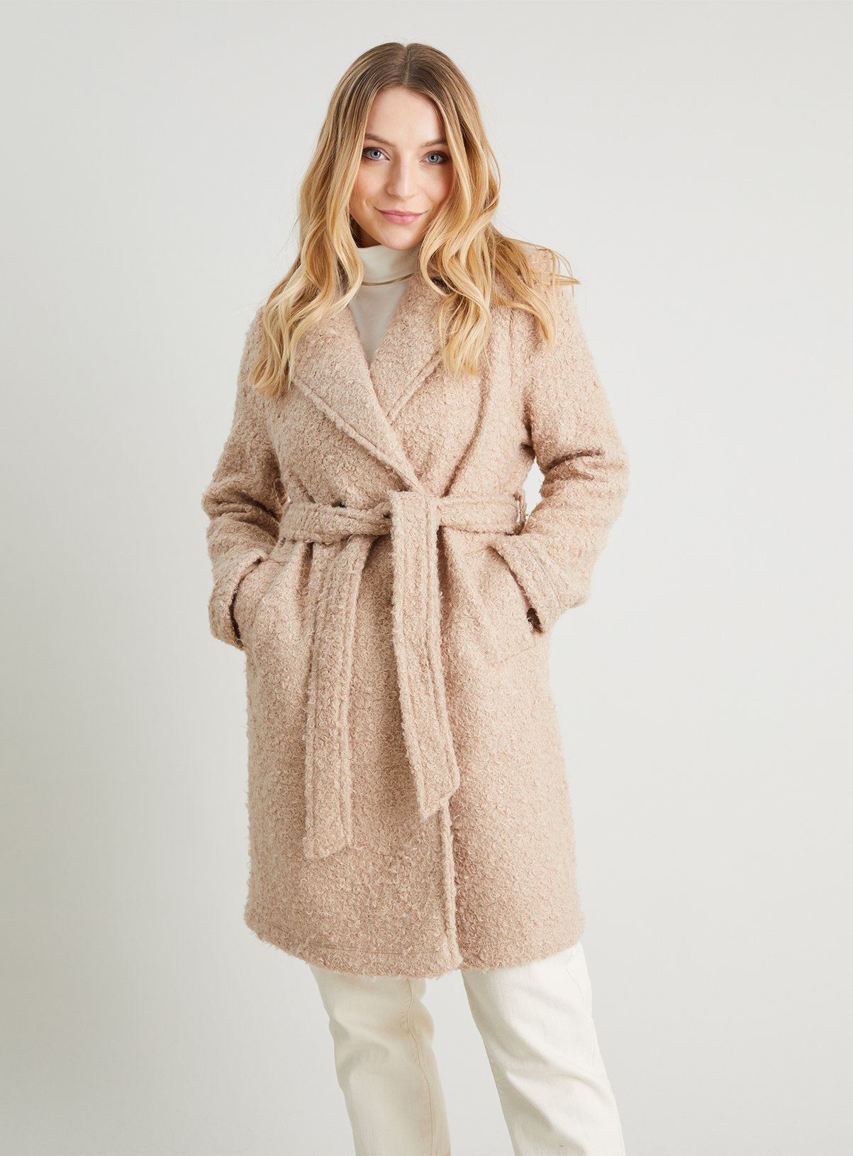 SKU: PETITE OL BOUCLE TRENCH COAT:Camel:S - Image 1 thumbnail
