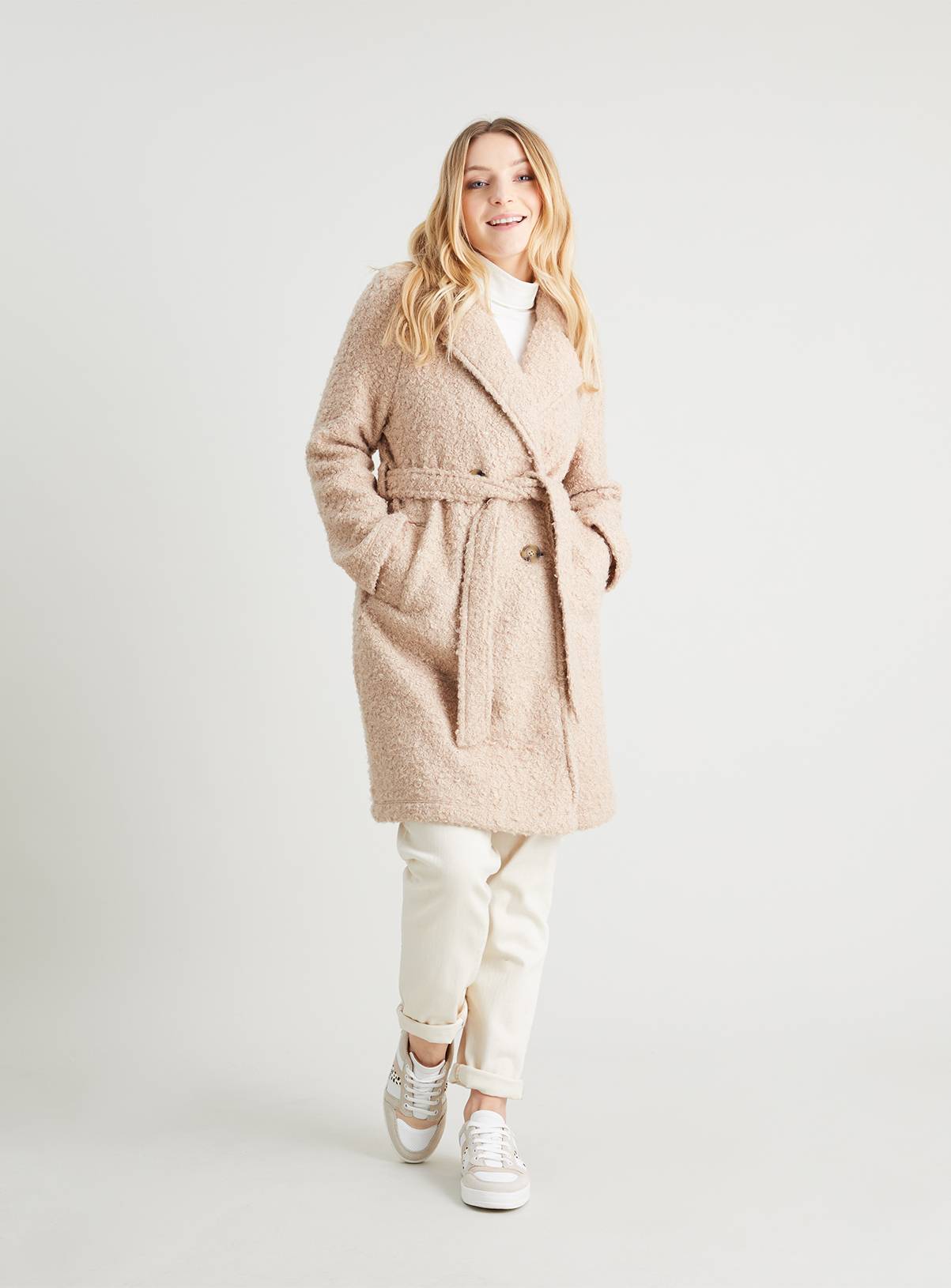 SKU: PETITE OL BOUCLE TRENCH COAT:Camel:S - Image 2