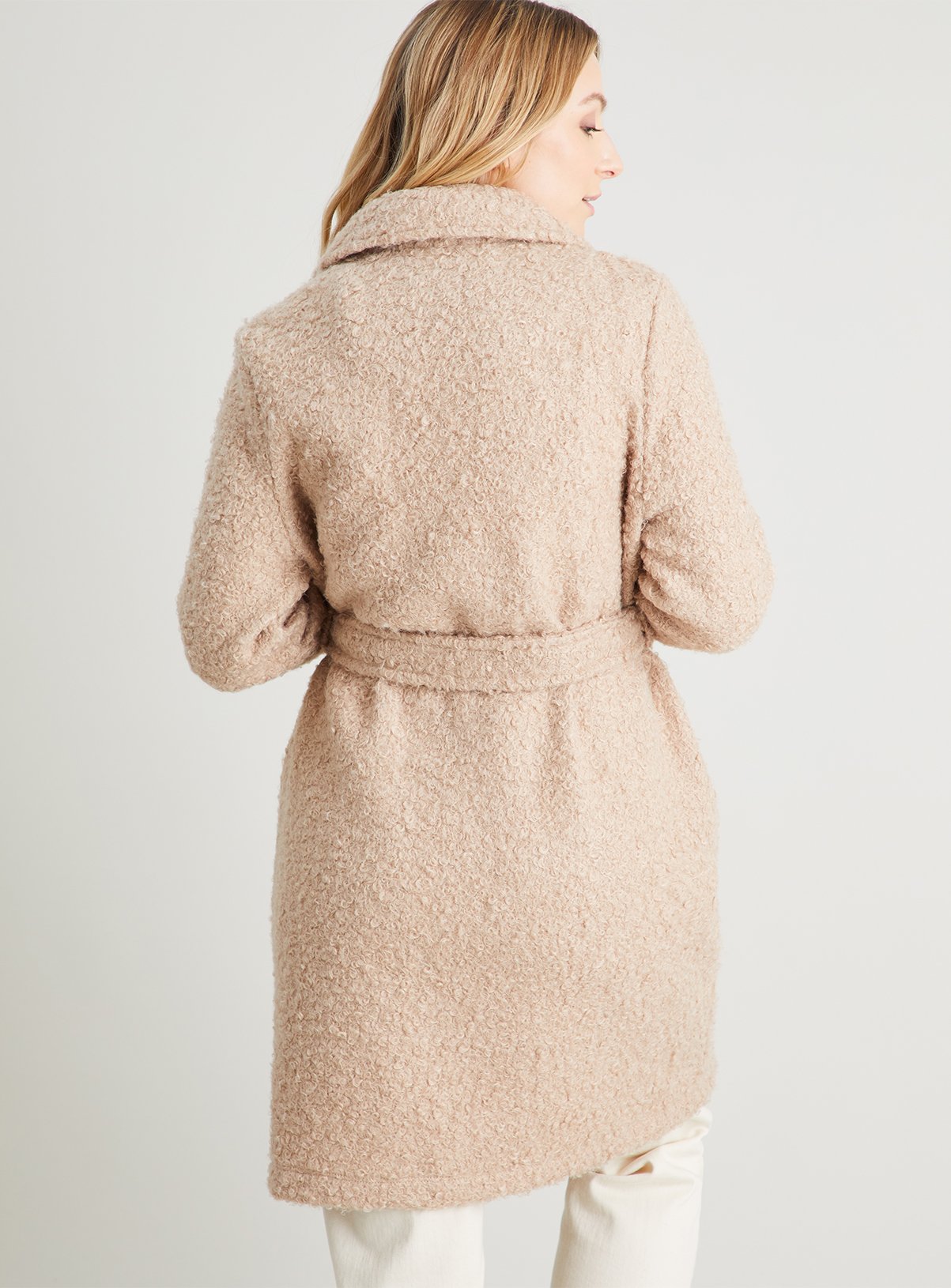 SKU: PETITE OL BOUCLE TRENCH COAT:Camel:S - Image 4 thumbnail