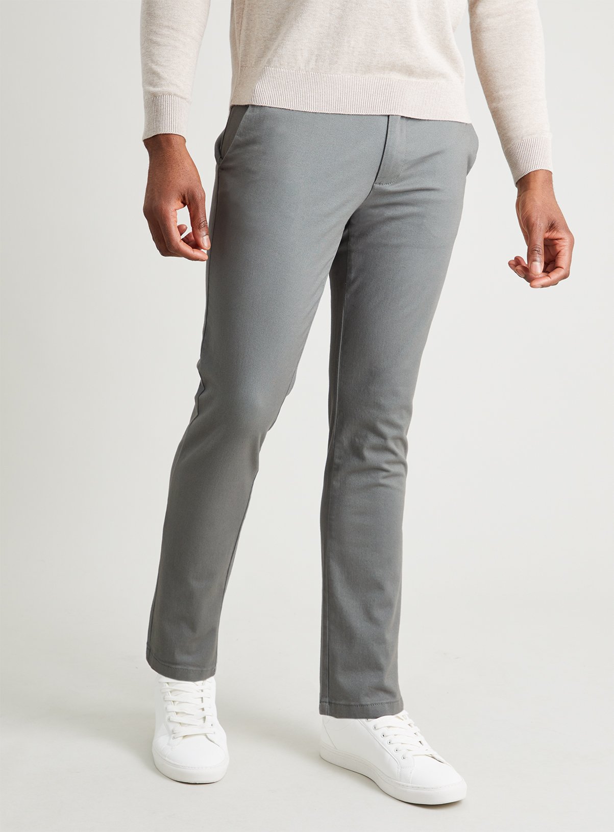 white slim chinos