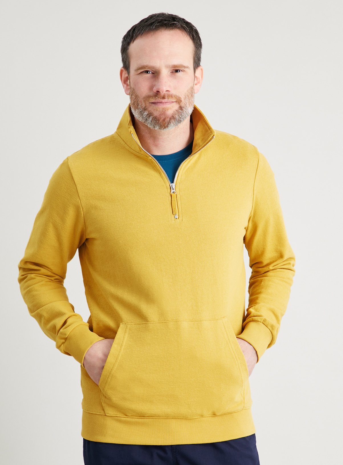 Yellow quarter zip sweater discount