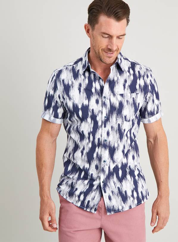 Buy Navy Ikat Print Regular Fit Shirt - XXL | Shirts | Argos