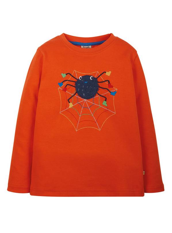 FRUGI GOTS Orange Spider Appliqué Top - 6-12 Month