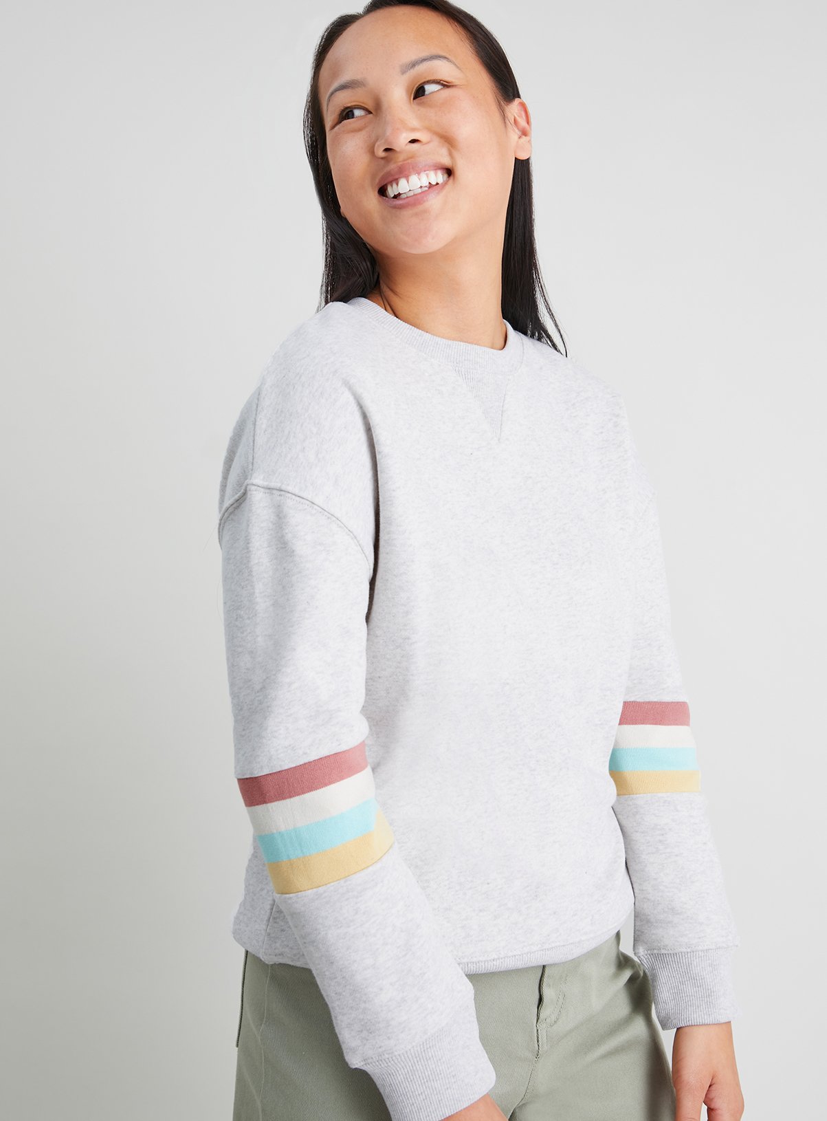 womens grey rainbow jumper