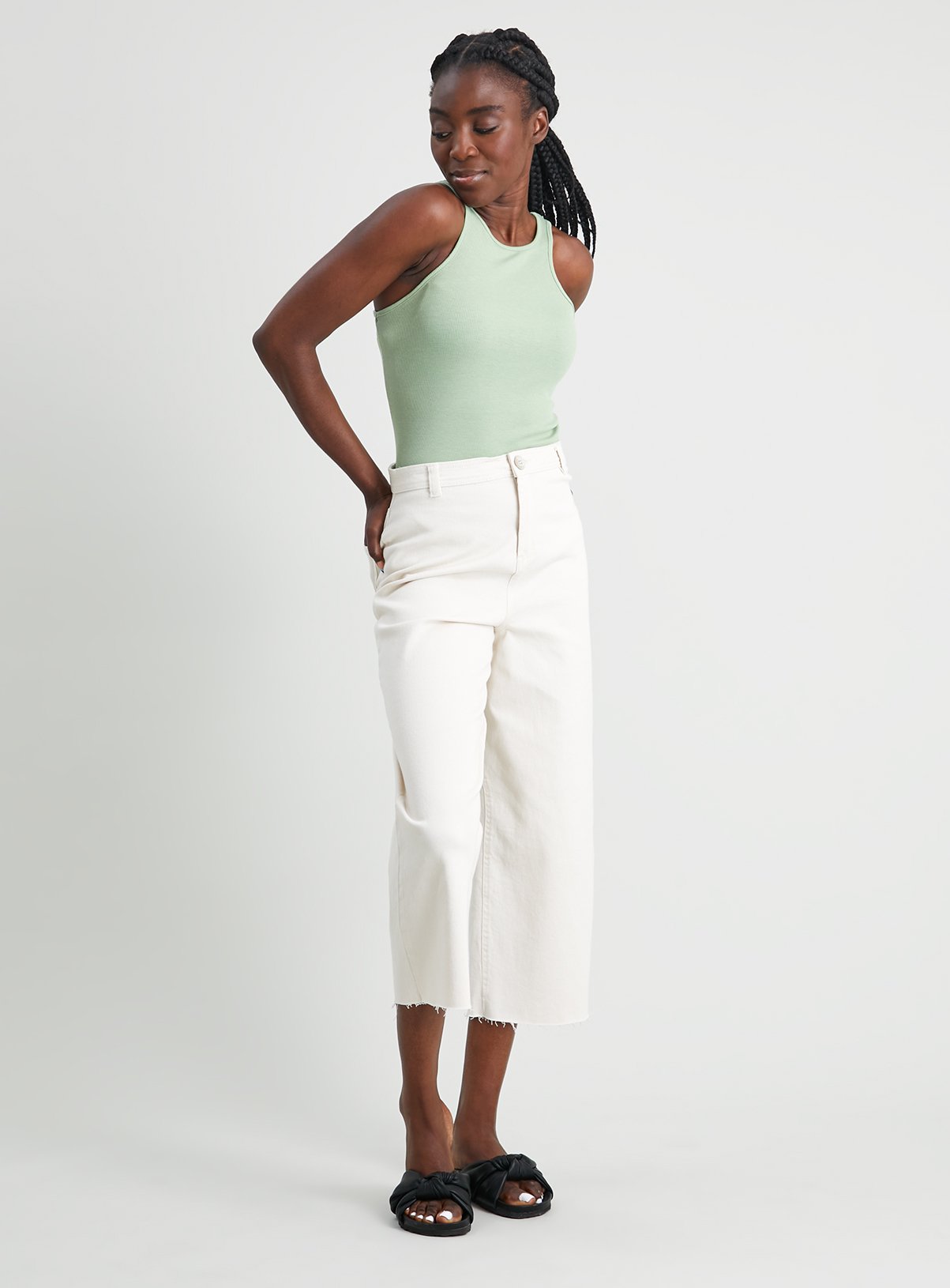 SKU: ECRU WIDE LEG CROP:Natural:10R - Image 1 thumbnail