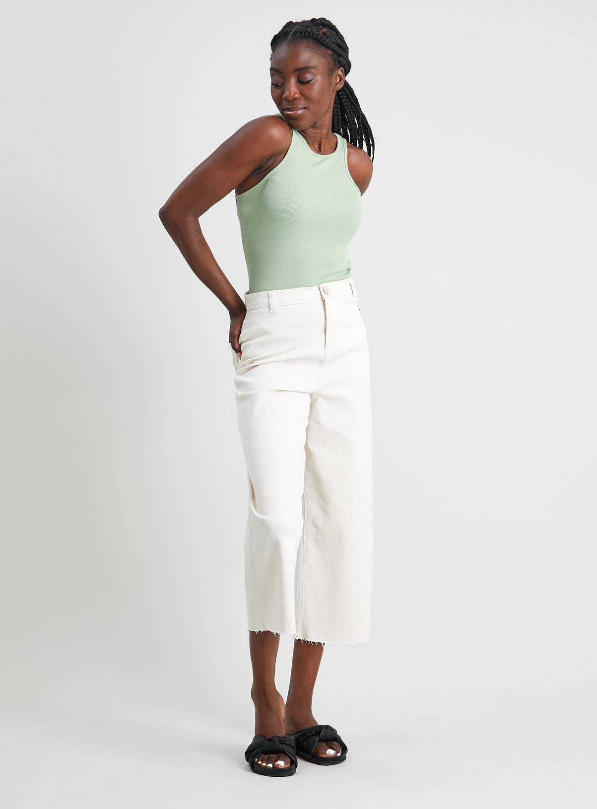 SKU: ECRU WIDE LEG CROP:Natural:10R - Image 1