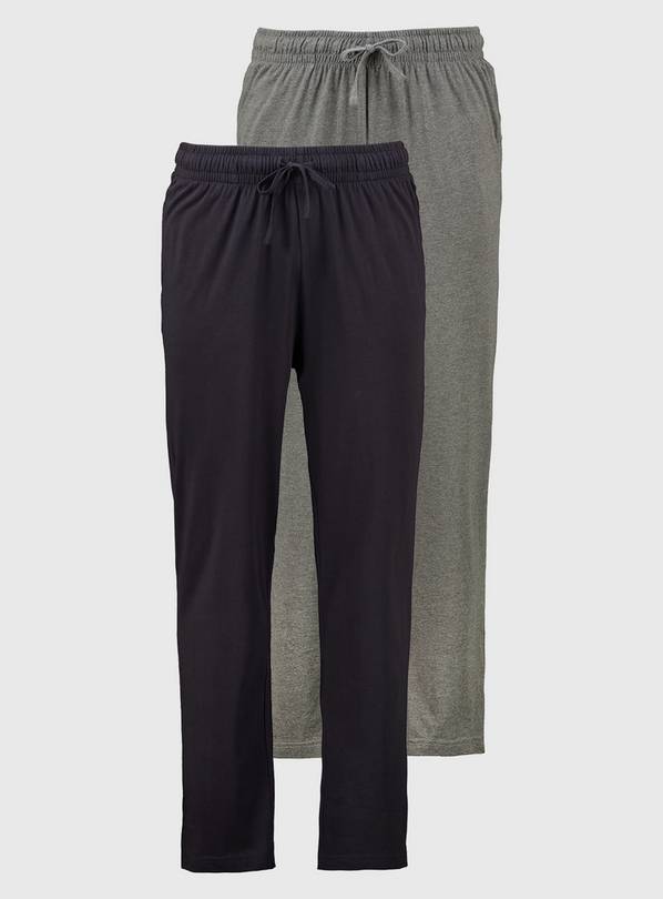 Black & Charcoal Jersey Pyjama Bottoms 2 Pack XL